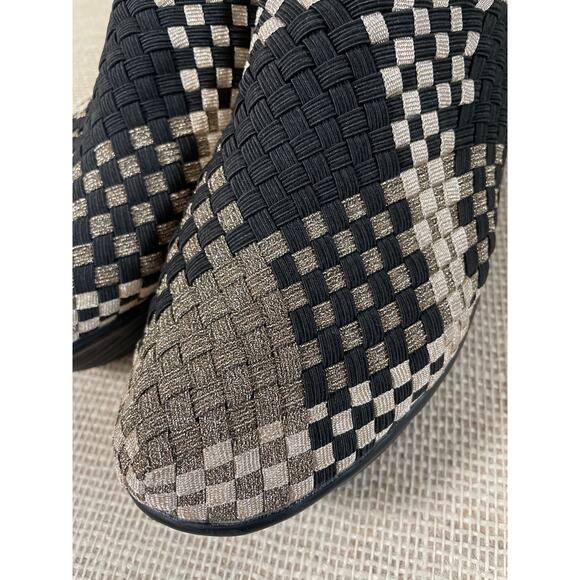 BERNIE MEV Sexy Comfort Stretch Woven Wedge Heels -Gold Black  size 39 / 8.5 - 9 - Picture 4 of 9